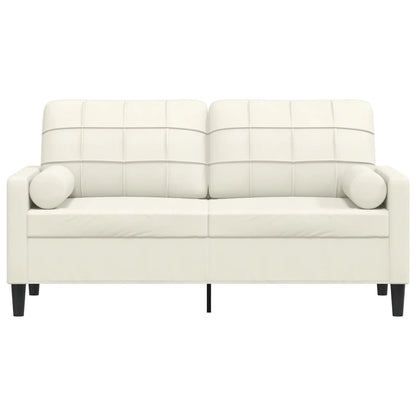 Sofá 2 lugares c/ almofadas decorativas 140 cm veludo creme