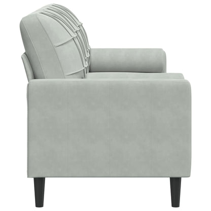 Sofá 3 lugares + almofadas decorativas 180cm veludo cinza-claro