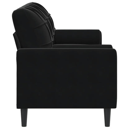 Sofá 3 lugares c/ almofadas decorativas 180 cm veludo preto