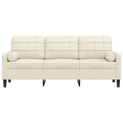 Sofá 3 lugares c/ almofadas decorativas 180 cm veludo creme