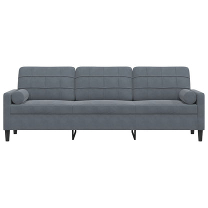 3-seater sofa with decorative cushions 210 cm dark grey velvet