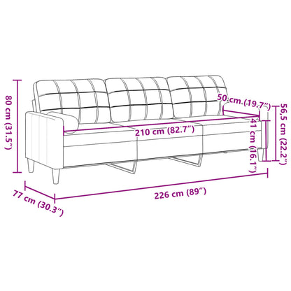 Sofá 3 lugares c/ almofadas decorativas 210 cm veludo preto
