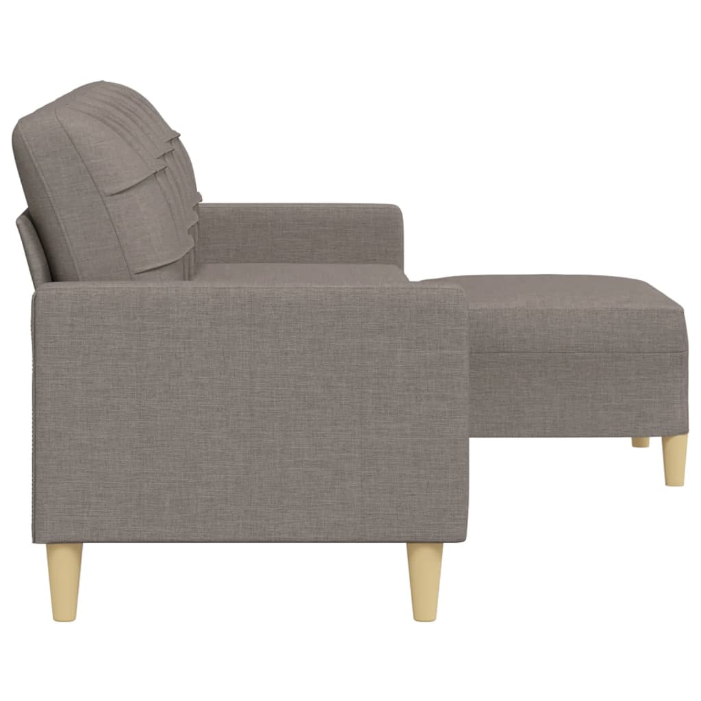 Sofá de 3 lugares + apoio de pés 210cm tecido cinza-acastanhado