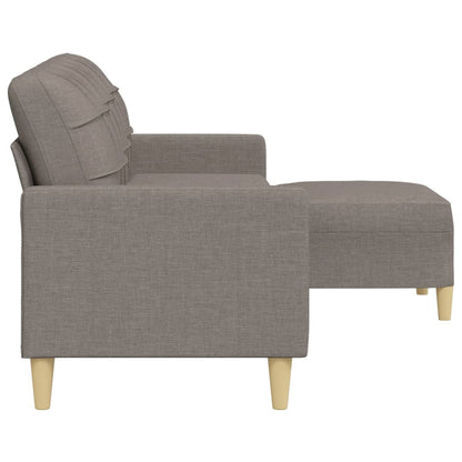 Sofá de 3 lugares + apoio de pés 210cm tecido cinza-acastanhado