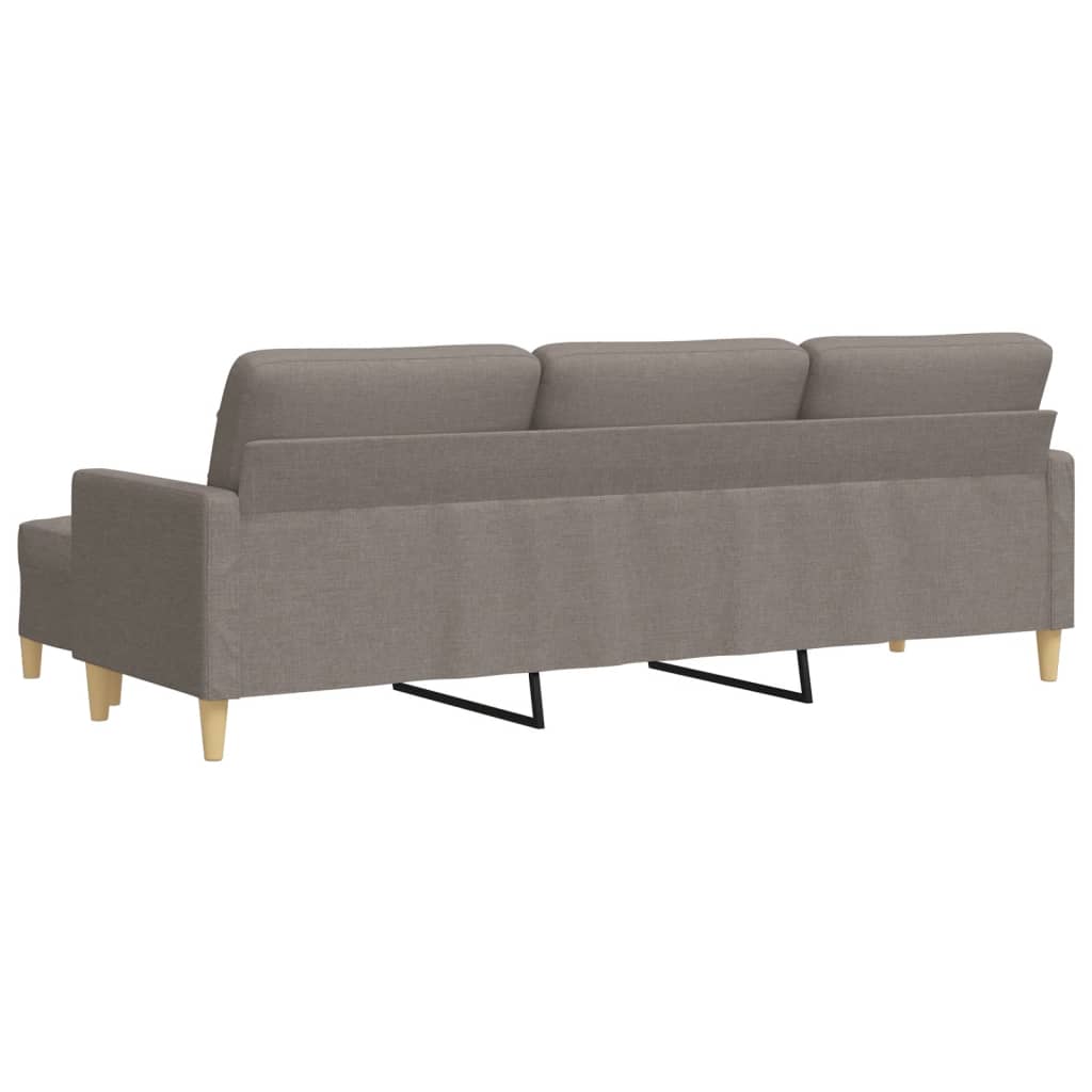 Sofá de 3 lugares + apoio de pés 210cm tecido cinza-acastanhado