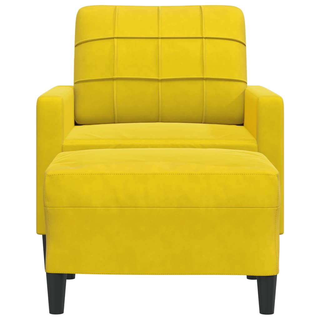 Poltrona com apoio de pés 60 cm veludo amarelo