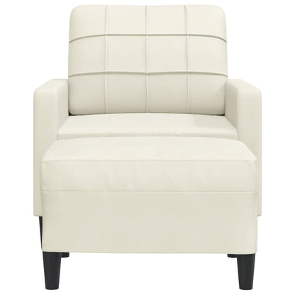 Poltrona com apoio de pés 60 cm veludo cor creme