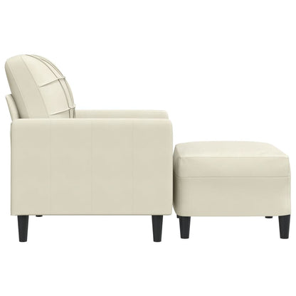 Poltrona com apoio de pés 60 cm veludo cor creme