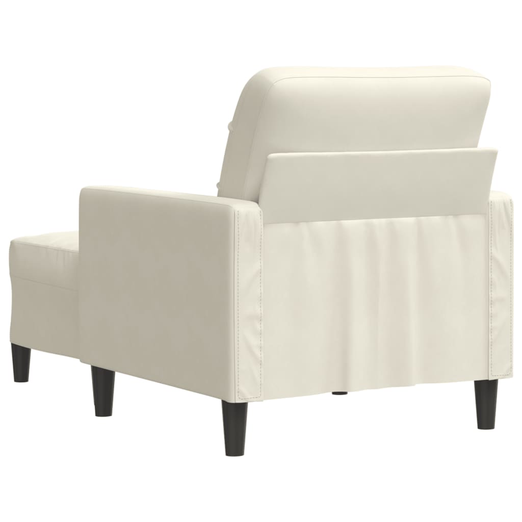 Poltrona com apoio de pés 60 cm veludo cor creme