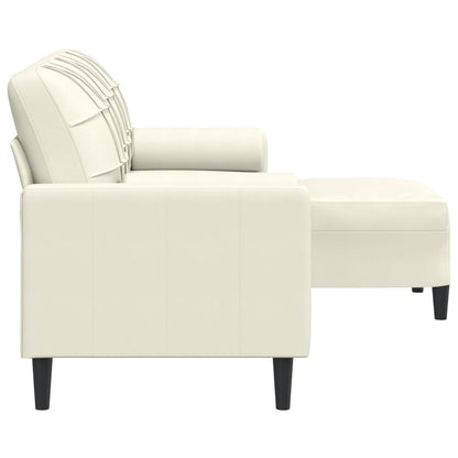 Sofá de 3 lugares com apoio de pés 180 cm veludo cor creme