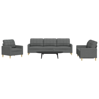 3 pcs dark grey fabric sofa set