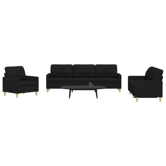 3 pcs black fabric sofa set