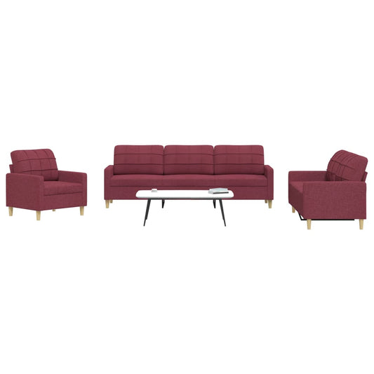 3 pcs sofa set red-indigo fabric