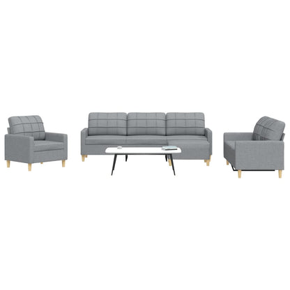 4 pcs conjunto de sofás com apoio de pés tecido cinzento-claro