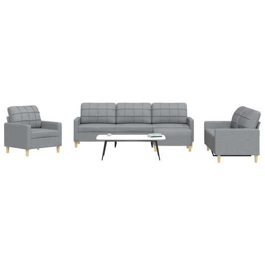 4 pcs conjunto de sofás com apoio de pés tecido cinzento-claro