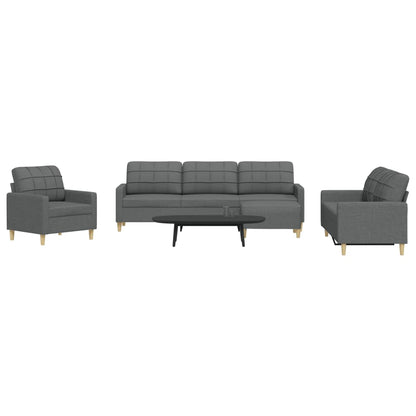 4 pcs conjunto de sofás com apoio de pés tecido cinzento-escuro