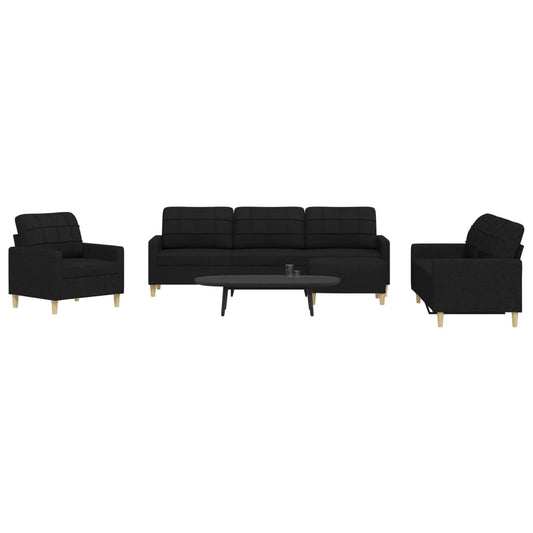 4 pcs conjunto de sofás com apoio para pés tecido preto