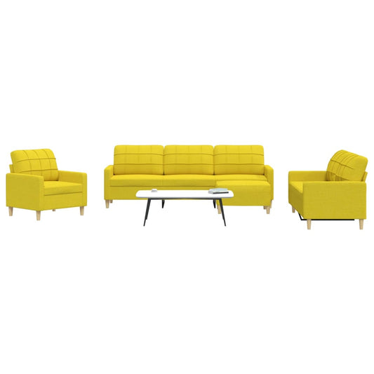 4 pcs conjunto de sofás com apoio de pés tecido amarelo-claro