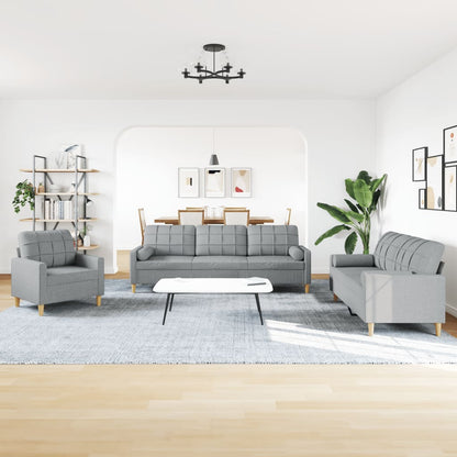 3 pcs sofa set with cushions dark grey fabric