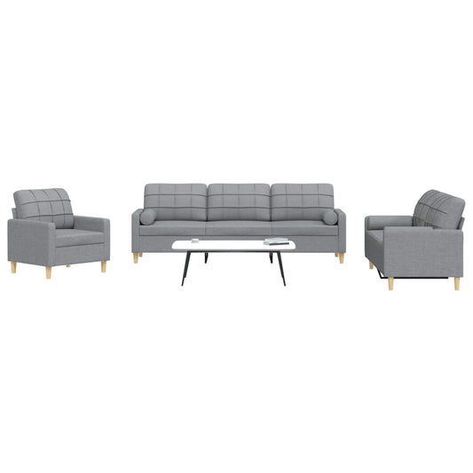 3 pcs sofa set with cushions dark grey fabric