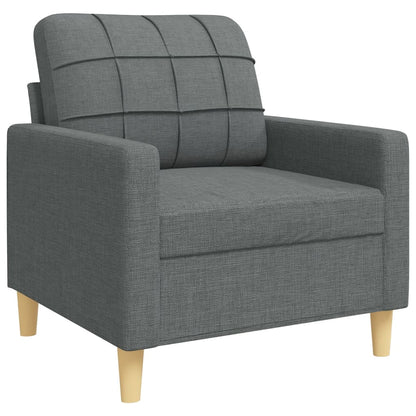 3 pcs conjunto de sofás com almofadões tecido cinzento-escuro
