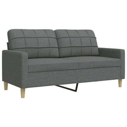 3 pcs conjunto de sofás com almofadões tecido cinzento-escuro