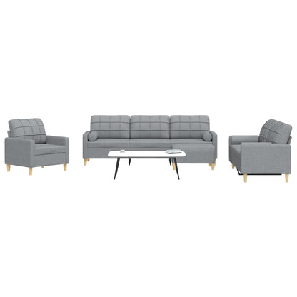 4pcs conjunto sofás c/ almofadões/apoio pés tecido cinza-claro