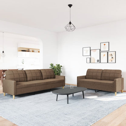 2 pcs brown fabric sofa set