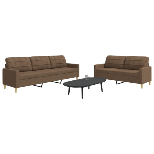 2 pcs brown fabric sofa set