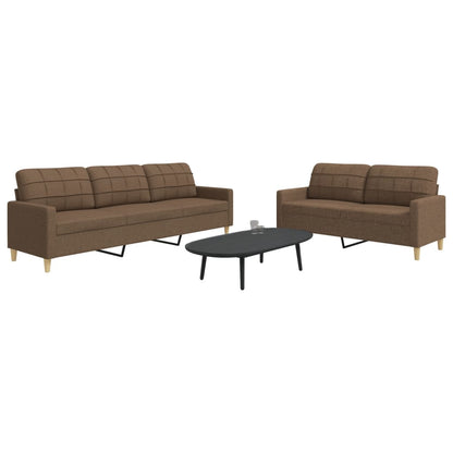2 pcs brown fabric sofa set