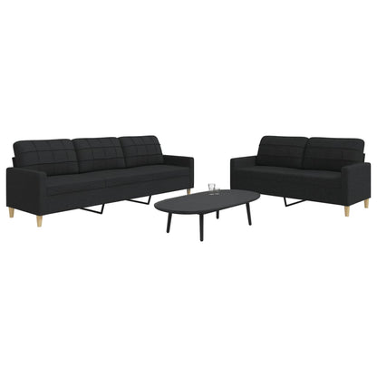 2 pcs black fabric sofa set