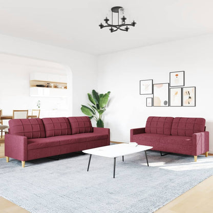 2 pcs sofa set red-indigo fabric