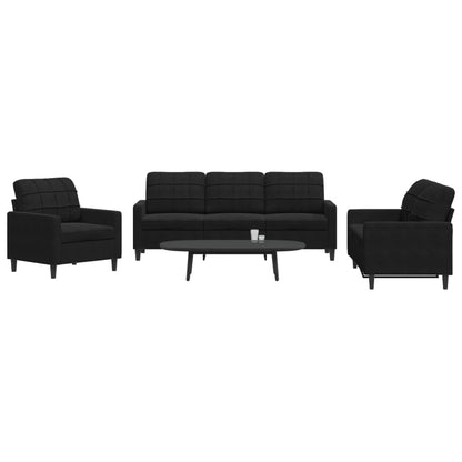 3 pcs sofa set with black velvet cushions