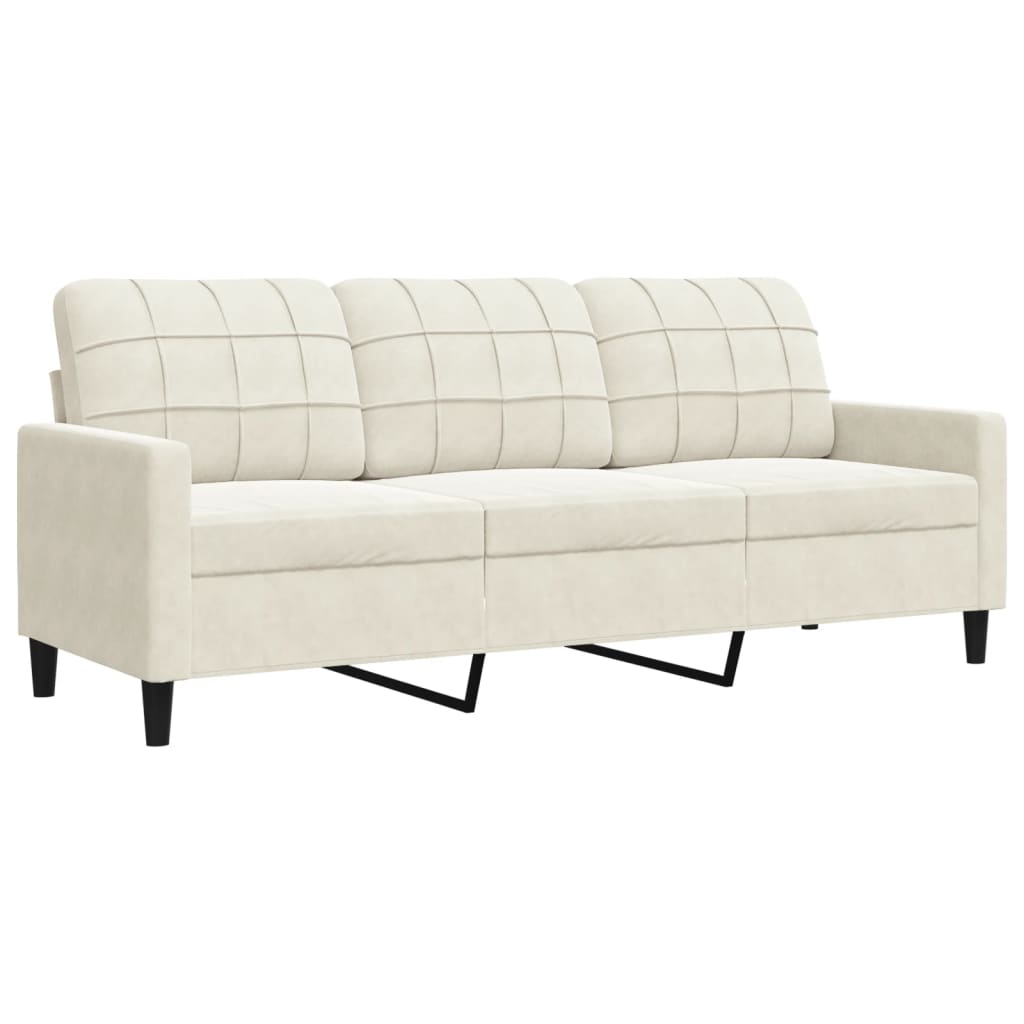 3 pcs conjunto de sofás com almofadões veludo cor creme