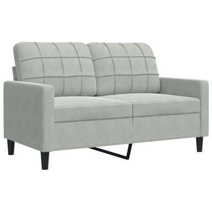 4 pcs conjunto de sofás com almofadões veludo cinzento-claro