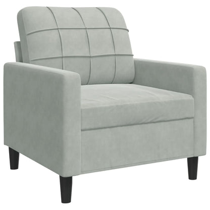 4 pcs conjunto de sofás com almofadões veludo cinzento-claro