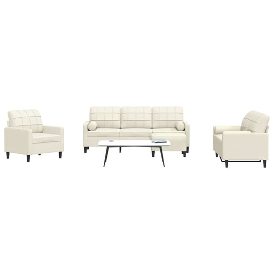 4 pcs conjunto de sofás com almofadões e rolos veludo creme