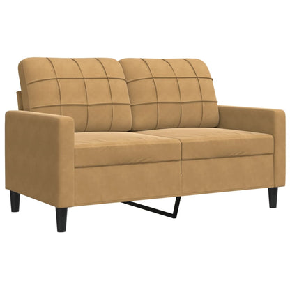 2 pcs sofa set with brown velvet cushions