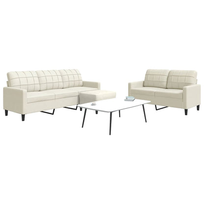 3 pcs conjunto de sofás com almofadões veludo cor creme