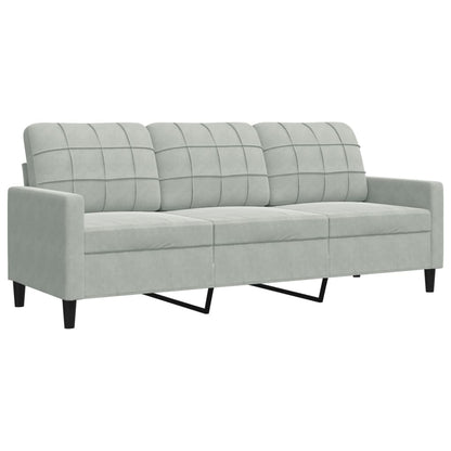 2 pcs conjunto sofás com almofadões e rolos veludo cinza-claro
