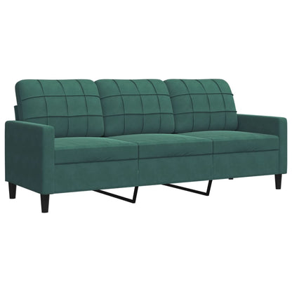 2 pcs conjunto sofás com almofadões e rolos veludo verde-escuro