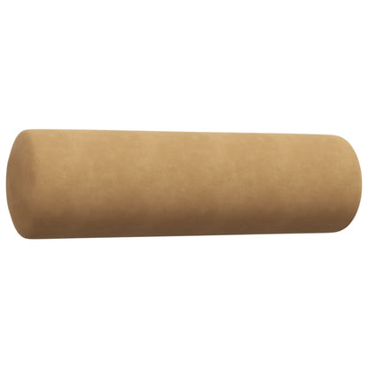 2 pcs conjunto de sofás com almofadões e rolos veludo castanho