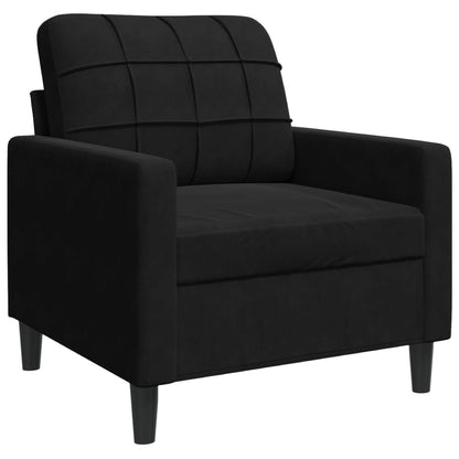 3 pcs conjunto de sofás com almofadões veludo preto