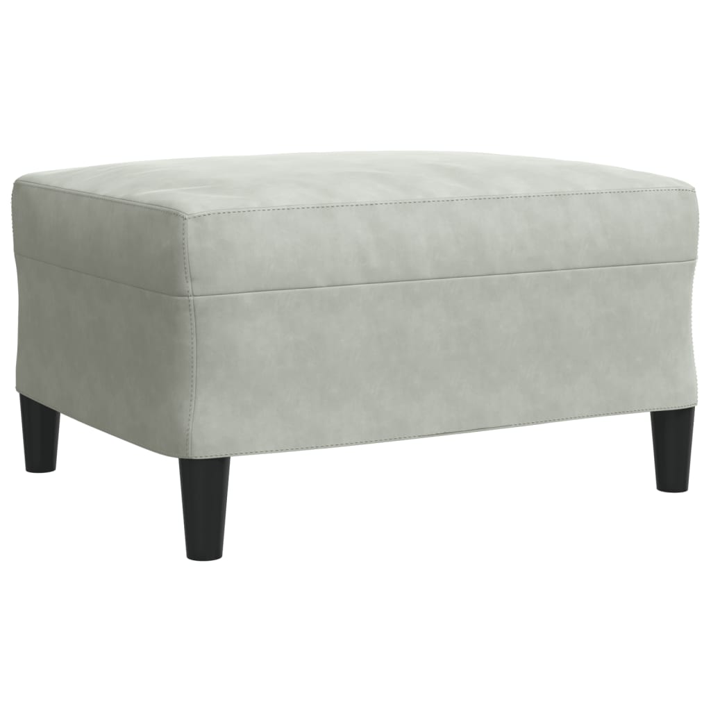 4 pcs conjunto de sofás com almofadões veludo cinzento-claro