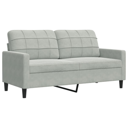 2 pcs conjunto de sofás com almofadões veludo cinzento-claro
