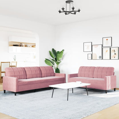2 pcs sofa set with pink velvet cushions