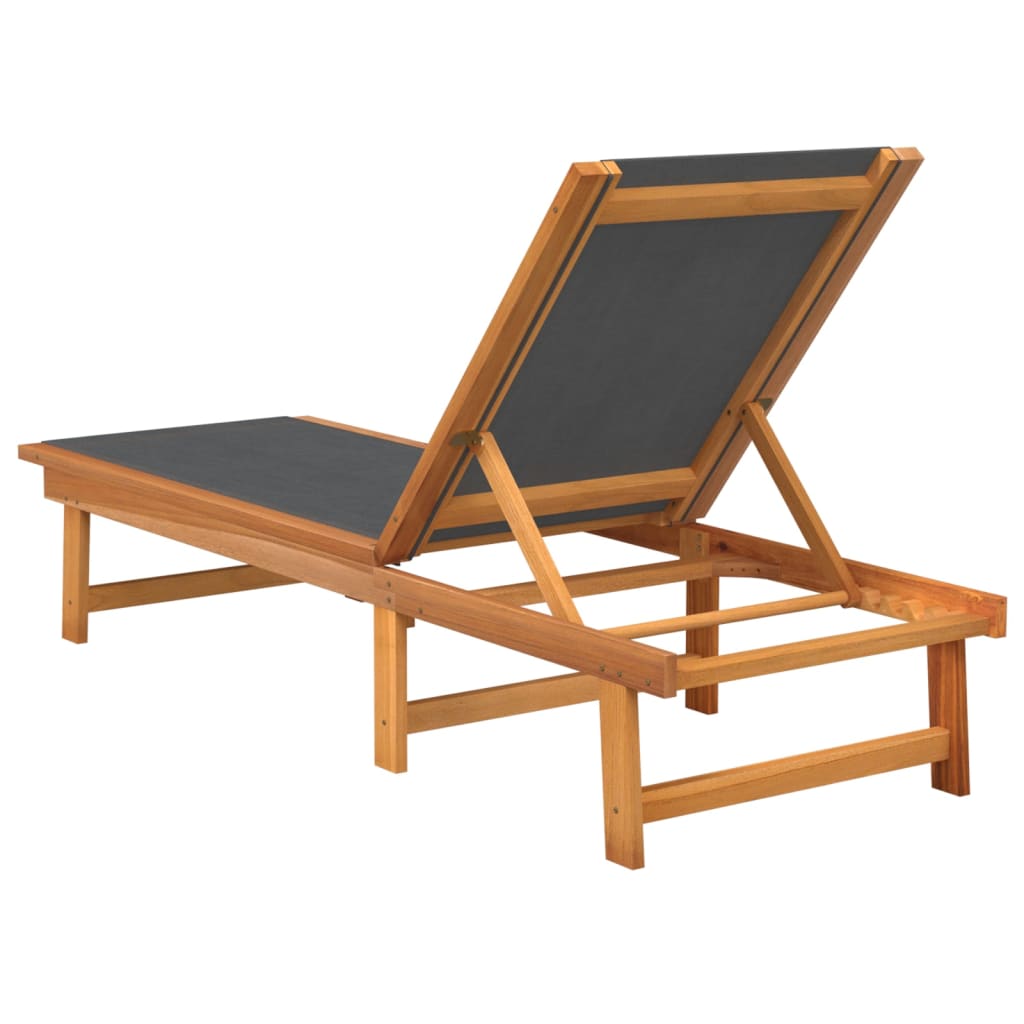 Sun loungers 2 pcs solid acacia wood/textilene black