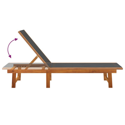 Sun loungers 2 pcs solid acacia wood/textilene black
