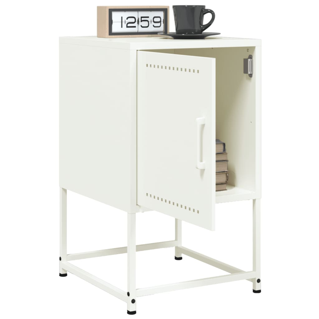 Mesas de cabeceira 2 pcs 36x39x60,5 cm aço branco