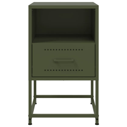 Mesas de cabeceira 2 pcs 36x39x60,5 cm aço verde azeitona
